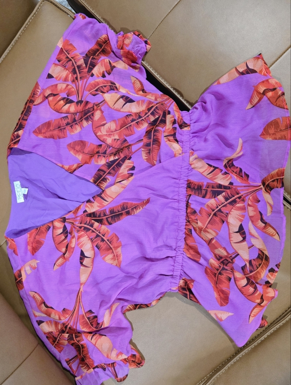 SOFIA by Vero Moda Purple Tropical Print Wrap Blouse - Picture 4 of 5